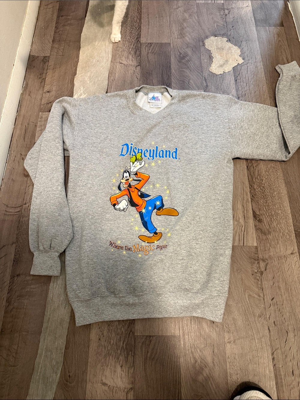 Disney Gray Crewneck Sweatshirt with Colorful Goofy Graphic